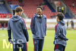 18.08.2026, Fussball Bundesliga 2026/2027, Testspiel, 1.FC Heidenheim - FC Bayern München, in der Voith-Arena Heidenheim, v.li: Tim Binder (Bayern München), Cassiano Kiala (Bayern München) und Maycon Cardozo (Bayern München) gut gelaunt 