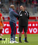 18.08.2026, Fussball Bundesliga 2026/2027, Testspiel, 1.FC Heidenheim - FC Bayern München, in der Voith-Arena Heidenheim, v.li: Trainer Vincent Kompany (FC Bayern München), Trainer Frank Schmidt (1. FC Heidenheim 1846) 