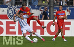 22.08.2026, Fussball DFB-Pokal 2026/27, 1.Runde, TSV 1860 München - Holstein Kiel, im Stadion an der Grünwalderstrasse in München,  Lance Fiedler (1860 München) gegen Jonas Therkelsen (Holstein Kiel) .


