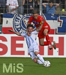 22.08.2026, Fussball DFB-Pokal 2026/27, 1.Runde, TSV 1860 München - Holstein Kiel, im Stadion an der Grünwalderstrasse in München,  Lance Fiedler (1860 München) gegen Jonas Therkelsen (Holstein Kiel) .



