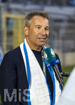 22.08.2026, Fussball DFB-Pokal 2026/27, 1.Runde, TSV 1860 München - Holstein Kiel, im Stadion an der Grünwalderstrasse in München, Präsident Gernot Mang (TSV 1860 München) nach dem Spiel gut gelaunt beim Interview.