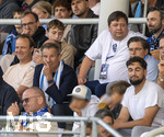 22.08.2026, Fussball DFB-Pokal 2026/27, 1.Runde, TSV 1860 München - Holstein Kiel, im Stadion an der Grünwalderstrasse in München, Tribüne, mitte: Präsident Gernot Mang (TSV 1860 München), re. oben: 1860-Aufsichtsratmitglied Nicolai Walch, 