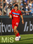 22.08.2026, Fussball DFB-Pokal 2026/27, 1.Runde, TSV 1860 München - Holstein Kiel, im Stadion an der Grünwalderstrasse in München, Adrian Kapralik (Holstein Kiel) am Ball 