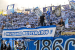 22.08.2026, Fussball DFB-Pokal 2026/27, 1.Runde, TSV 1860 München - Holstein Kiel, im Stadion an der Grünwalderstrasse in München, Löwenfans feiern die letzte Deutsche Meisterschaft vor 60 Jahren in 1966.