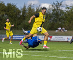 23.08.2026, Fussball Bezirksliga Schwaben Süd 2026/27, 6.Spieltag, FC Bad Wörishofen - FC Thalhofen, im Stadion Bad Wörishofen. Kevin Volland (vorne, FC Thalhofen) gegen Dennis Schießl (Bad Wörishofen).