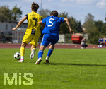 23.08.2026, Fussball Bezirksliga Schwaben Süd 2026/27, 6.Spieltag, FC Bad Wörishofen - FC Thalhofen, im Stadion Bad Wörishofen. Marvin Wahler (Thalhofen) gegen Robin Reichow (Bad Wörishofen)