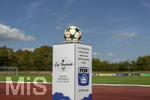 23.08.2026, Fussball Bezirksliga Schwaben Süd 2026/27, 6.Spieltag, FC Bad Wörishofen - FC Thalhofen, im Stadion Bad Wörishofen. Der Spielball von Adidas liegt auf der Stele bereit. Mit den besten Wünschen vom FC Bad Wörishofen