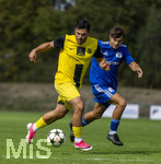 23.08.2026, Fussball Bezirksliga Schwaben Süd 2026/27, 6.Spieltag, FC Bad Wörishofen - FC Thalhofen, im Stadion Bad Wörishofen. Kevin Volland (li, Thalhofen) im Zweikampf