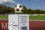 23.08.2026, Fussball Bezirksliga Schwaben Süd 2026/27, 6.Spieltag, FC Bad Wörishofen - FC Thalhofen, im Stadion Bad Wörishofen. Der Spielball von Adidas liegt auf der Stele bereit. Mit den besten Wünschen vom FC Bad Wörishofen
