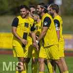 23.08.2026, Fussball Bezirksliga Schwaben Süd 2026/27, 6.Spieltag, FC Bad Wörishofen - FC Thalhofen, im Stadion Bad Wörishofen. Torjubel mit Kevin Volland (li, Thalhofen), re: Robin Volland (Thalhofen) 