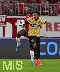 28.08.2026, Fussball Bundesliga 2026/2027, 1.Spieltag, FC Bayern München - VfB Stuttgart, in der Allianz-Arena München,   v.l. Dayot Upamecano (FC Bayern München) gegen Tiago Tomas (Stuttgart) 


