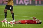 28.08.2026, Fussball Bundesliga 2026/2027, 1.Spieltag, FC Bayern München - VfB Stuttgart, in der Allianz-Arena München,   Nathaniel Brown (FC Bayern München) am Boden


