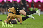 28.08.2026, Fussball Bundesliga 2026/2027, 1.Spieltag, FC Bayern München - VfB Stuttgart, in der Allianz-Arena München,   Angelo Stiller (Stuttgart) am Boden


