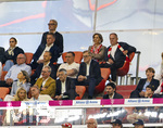 28.08.2026, Fussball Bundesliga 2026/2027, 1.Spieltag, FC Bayern München - VfB Stuttgart, in der Allianz-Arena München, Ehrentribüne, mit  Ehren-Präsident Uli Hoeneß (FC Bayern München, Hoeness), Sportvorstand Max Eberl (Bayern München), Vorstandsvorsitzender Jan-Christian Dreesen (FC Bayern München), Präsident Herbert Hainer (FC Bayern) 