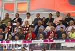 28.08.2026, Fussball Bundesliga 2026/2027, 1.Spieltag, FC Bayern München - VfB Stuttgart, in der Allianz-Arena München, Ehrentribüne, mit Heidi Beckenbauer, Franz Bulle Roth,  Dietmar Allgaier (Stuttgart), Alexander Wehrle (Stuttgart), DFB Präsident Bernd Neuendorf (Deutschland), Bundestrainer Jürgen Klopp (Deutschland), Co-Trainer Peter Krawietz (Nationalmannschaft Deutschland), DFB-Berater Marc Kosicke (Deutschland, Nationalmannschaft) 