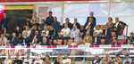 28.08.2026, Fussball Bundesliga 2026/2027, 1.Spieltag, FC Bayern München - VfB Stuttgart, in der Allianz-Arena München, Ehrentribüne, mit  Ehren-Präsident Uli Hoeneß (FC Bayern München, Hoeness), Sportvorstand Max Eberl (Bayern München), Vorstandsvorsitzender Jan-Christian Dreesen (FC Bayern München), Präsident Herbert Hainer (FC Bayern), BJÖRN GULDEN (VORSTANDSVORSITZENDER ADIDAS)