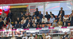28.08.2026, Fussball Bundesliga 2026/2027, 1.Spieltag, FC Bayern München - VfB Stuttgart, in der Allianz-Arena München, Ehrentribüne, mit  Ehren-Präsident Uli Hoeneß (FC Bayern München, Hoeness), Sportvorstand Max Eberl (Bayern München), Vorstandsvorsitzender Jan-Christian Dreesen (FC Bayern München), Präsident Herbert Hainer (FC Bayern), BJÖRN GULDEN (VORSTANDSVORSITZENDER ADIDAS) 