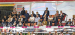 28.08.2026, Fussball Bundesliga 2026/2027, 1.Spieltag, FC Bayern München - VfB Stuttgart, in der Allianz-Arena München, Ehrentribüne, mit  Ehren-Präsident Uli Hoeneß (FC Bayern München, Hoeness), Sportvorstand Max Eberl (Bayern München), Vorstandsvorsitzender Jan-Christian Dreesen (FC Bayern München), Präsident Herbert Hainer (FC Bayern), BJÖRN GULDEN (VORSTANDSVORSITZENDER ADIDAS) 