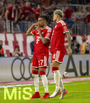 28.08.2026, Fussball Bundesliga 2026/2027, 1.Spieltag, FC Bayern München - VfB Stuttgart, in der Allianz-Arena München, Torjubel Luis Diaz (re, FC Bayern München). mit Michael Olise (li, FC Bayern München) 