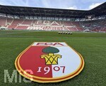 30.08.2026, Fussball Bundesliga 2026/2027, 1.Spieltag, FC Augsburg - FC Schalke 04, in der WWK-Arena Augsburg, Ein großes FC Augsburg Logo


