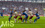 30.08.2026, Fussball Bundesliga 2026/2027, 1.Spieltag, FC Augsburg - FC Schalke 04, in der WWK-Arena Augsburg, v.li: Nikola Katic (FC Schalke 04), Calvin Brackelmann (FC Augsburg), Dejan Ljubicic (Schalke), Michael Gregoritsch (FC Augsburg), Junior Adamu (Schalke 04) 