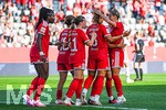 06.09.2026, München, Deutschland. Google Pixel Frauen-Bundesliga: FC Bayern München Frauen gegen SC Freiburg Frauen am FC Bayern Campus. FC Bayern jubelt.