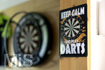 10.09.2026, Dart-Vereinsheim im Allgäu, Dartspielen ist ein Wurf- und Präzisionssport für Alt und Jung. Die Dartscheibe, mit Double- und Triple-Ring, Doppelbull, Bull, Bullseye. Die Steeldartscheibe besteht aus Sisalfasern, 