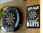 10.09.2026, Dart-Vereinsheim im Allgäu, Dartspielen ist ein Wurf- und Präzisionssport für Alt und Jung. Die Dartscheibe, mit Double- und Triple-Ring, Doppelbull, Bull, Bullseye. Die Steeldartscheibe besteht aus Sisalfasern, 