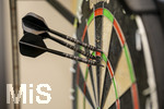 10.09.2026, Dart-Vereinsheim im Allgäu, Dartspielen ist ein Wurf- und Präzisionssport für Alt und Jung. Die Dartscheibe, mit Double- und Triple-Ring, Doppelbull, Bull, Bullseye. Die Steeldartscheibe besteht aus Sisalfasern, 