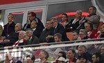 10.09.2026, Fussball UEFA Championsleague 2026/2027: 1.Spieltag,  FC Bayern München - FK Bodo/Glimt, in der Allianz-Arena München, 
  Auf dem Bild : Ehren-Präsident Uli Hoeneß (FC Bayern München, Hoeness) , x, Sportvorstand Max Eberl (Bayern München) und Vorstandsvorsitzender Jan-Christian Dreesen (FC Bayern München), 
Präsident Herbert Hainer (FC Bayern) 

Oberhalb rechts Markus Söder (Deutschland).

