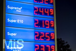 14.09.2026,  Bad Wörishofen in Bayern, Spritpreisanzeige an einer Tankstelle in Bad Wörishofen (Unterallgäu), der Diesel kostet 2,32 Euro. Super-Benzin E10 2,19 Euro pro Liter. Super 2,25 EURO.       