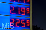 14.09.2026,  Bad Wörishofen in Bayern, Spritpreisanzeige an einer Tankstelle in Bad Wörishofen (Unterallgäu), der Diesel kostet 2,32 Euro. Super-Benzin E10 2,19 Euro pro Liter. Super 2,25 EURO.       