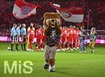 18.09.2026, Fussball Bundesliga 2026/2027, 4.Spieltag, FC Bayern München - 1.FC Union Berlin, in der Allianz-Arena München, Berni das Maskottchen im Wiesn Trikot und Lederhosen.

