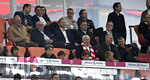 18.09.2026, Fussball Bundesliga 2026/2027, 4.Spieltag, FC Bayern München - 1.FC Union Berlin, in der Allianz-Arena München,   Ehrentribüne der Bayern Ex-Vorstandsvorsitzender Karl-Heinz Rummenigge (FC Bayern München) , Ehren-Präsident Uli Hoeneß (FC Bayern München, Hoeness), x, Sportvorstand Max Eberl (Bayern München) und Vorstandsvorsitzender Jan-Christian Dreesen (FC Bayern München) 
unten Präsident Herbert Hainer (FC Bayern) 


