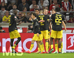 19.09.2026, Fussball 1. Bundesliga 2026/2027, 4.Spieltag, VfB Stuttgart - Borussia Dortmund, in der MHP-Arena Stuttgart, Torjubel der Dortmunder nach dem Treffer zum 0:1 von Maximilian Beier (Borussia Dortmund) 
 

