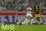 19.09.2026, Fussball 1. Bundesliga 2026/2027, 4.Spieltag, VfB Stuttgart - Borussia Dortmund, in der MHP-Arena Stuttgart, Torwart Fabian Bredlow (Stuttgart) kassiert das 0:1 von Maximilian Beier (Borussia Dortmund) 
 

