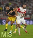 19.09.2026, Fussball 1. Bundesliga 2026/2027, 4.Spieltag, VfB Stuttgart - Borussia Dortmund, in der MHP-Arena Stuttgart, v.l. Jobe Bellingham (Borussia Dortmund) gegen Jeff Chabot (Stuttgart) 
 

