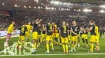 19.09.2026, Fussball 1. Bundesliga 2026/2027, 4.Spieltag, VfB Stuttgart - Borussia Dortmund, in der MHP-Arena Stuttgart, Die Dortmunder Spieler jubeln
 

