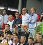 19.09.2026, Fussball 1. Bundesliga 2026/2027, 4.Spieltag, VfB Stuttgart - Borussia Dortmund, in der MHP-Arena Stuttgart, Führungsetage Dortmund auf der Tribüne, von links: Berater des Managements Matthias Sammer (Borussia Dortmund), Geschäftsführer Sport Lars Ricken, Geschäftsführer Carsten Cramer (Dortmund),  Präsident Hans-Joachim Watzke (Borussia Dortmund), 