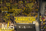 19.09.2026, Fussball 1. Bundesliga 2026/2027, 4.Spieltag, VfB Stuttgart - Borussia Dortmund, in der MHP-Arena Stuttgart, Fans Dortmund schwenken ihre Fahnen 