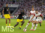 19.09.2026, Fussball 1. Bundesliga 2026/2027, 4.Spieltag, VfB Stuttgart - Borussia Dortmund, in der MHP-Arena Stuttgart, v.li: Felix Nmecha (Borussia Dortmund), Serhou Yadaly Guirassy (Borussia Dortmund), Grischa Prömel (Stuttgart), Jeff Chabot (Stuttgart) 
