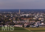 24.09.2026, Augsburg, Deutschland. Blick auf den Hotelturm (Maiskolben) über die Stadt.