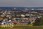24.09.2026, Augsburg, Deutschland. Blick über die Stadt, mitte hinten die Basilika St. Ulrich und Afra in der Innenstadt.