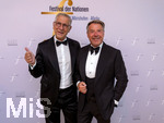 26.09.2026, Internationales Klassikfestival: Festival der Nationen 2026, im Kurhaus Bad Wörishofen (Unterallgäu), Vor dem Eröffnungskonzert mit Sol Gabetta, VIP-Empfang der Ehrengäste, Sänger Patrick Lindner (re) mit Ehemann Peter Schäfer (li)