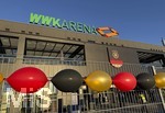 27.09.2026, Fussball UEFA Nations-League 2026/2027, 2.Spieltag, Deutschland - Griechenland, in der WWK-Arena Augsburg, schwarz-rot-goldene Luftballons rund um die WWK Arena
