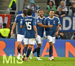 27.09.2026, Fussball UEFA Nations-League 2026/2027, 2.Spieltag, Deutschland - Griechenland, in der WWK-Arena Augsburg, Der Torschütze Dimitris Kourbelis (Griechenland) jubelt mit seinen Mitspielern