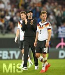 27.09.2026, Fussball UEFA Nations-League 2026/2027, 2.Spieltag, Deutschland - Griechenland, in der WWK-Arena Augsburg, v.l. Anton Stach (Deutschland), Bundestrainer Jürgen Klopp (Deutschland) und Joshua Kimmich (Deutschland)  sind enttäuscht