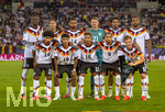 27.09.2026, Fussball UEFA Nations-League 2026/2027, 2.Spieltag, Deutschland - Griechenland, in der WWK-Arena Augsburg, Mannschaftsfoto Deutschland, mit Torwart Alexander Nübel (Deutschland), Yann Aurel Bisseck (Deutschland), Jonathan Tah (Deutschland), Joshua Kimmich (Deutschland), Felix Nmecha (Deutschland), Kevin Schade (Deutschland), Josha Vagnoman (Deutschland), Bambase Conte (Deutschland), Nathaniel Brown (Deutschland), Karim Adeyemi (Deutschland), Younes Ebnoutalib (Deutschland)  