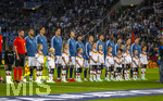 27.09.2026, Fussball UEFA Nations-League 2026/2027, 2.Spieltag, Deutschland - Griechenland, in der WWK-Arena Augsburg, Aufstellung der Griechen zur Hymne vor dem Spiel.