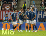 27.09.2026, Fussball UEFA Nations-League 2026/2027, 2.Spieltag, Deutschland - Griechenland, in der WWK-Arena Augsburg, Torjubel, von links:  Thanasis Androutsos (Griechenland), Vangelis Pavlidis (Griechenland), Fotis Ioannidis (Griechenland), Dimitris Kourbelis (Griechenland) 